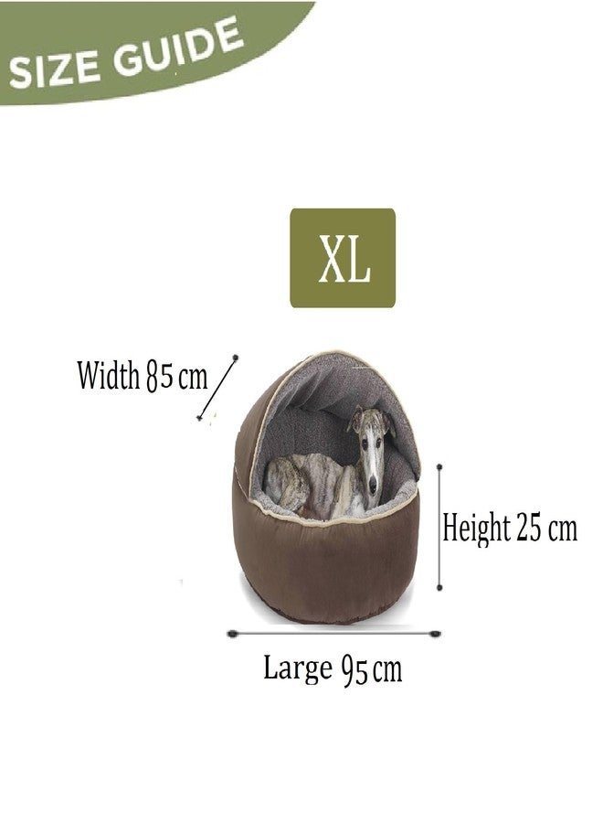 Fluffy's Luxurious Hooded Cover Fleece Fabric Fiber Filled Dogs & Cats Bed (Export Quality) (XL, Brown) - Image 2